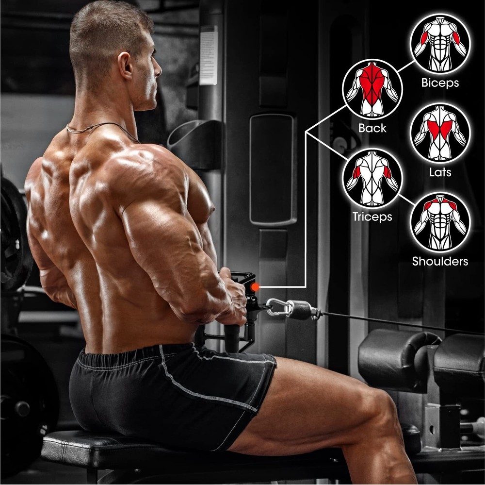 Double D Row Handle Cable Attachment for Weight Workout Cable Machine Home Gym