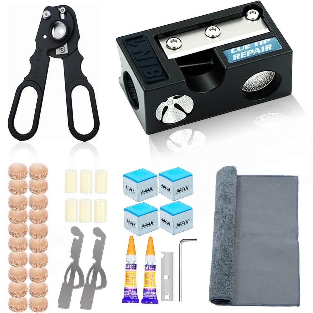 38PCS Pool Cue Tips Replacement Kit, 13mm Pool Stick Tips Replacement Kit wit...