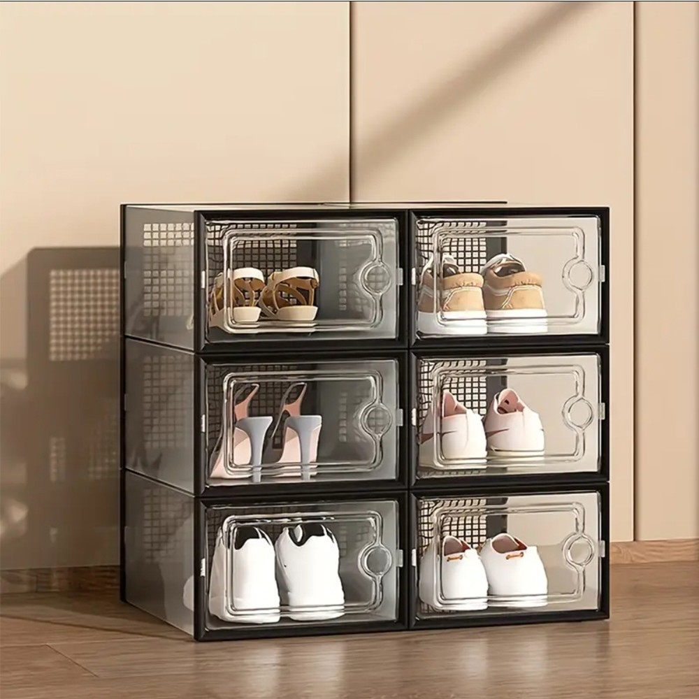 12/24PCS Transparent Shoe Box Storage Stackable Shoe Rack Organizer US 9 10 Size