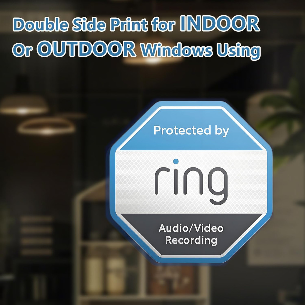 12 Pack Ring Security Stickers，Double Sided HD Printed Waterproof Security Decal