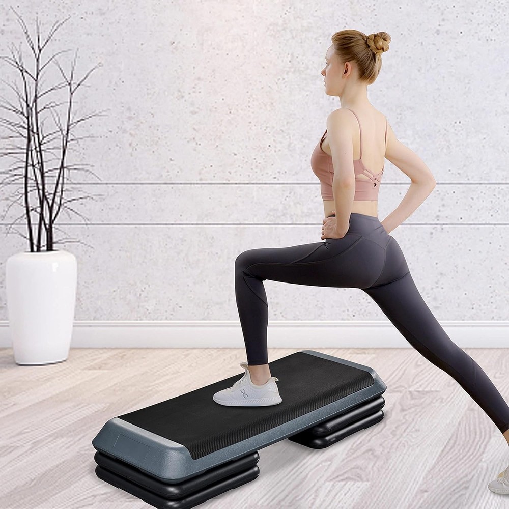Aerobic Stepper, 4-6-8in -Height Adjustable Aerobic Exercise Step Platform