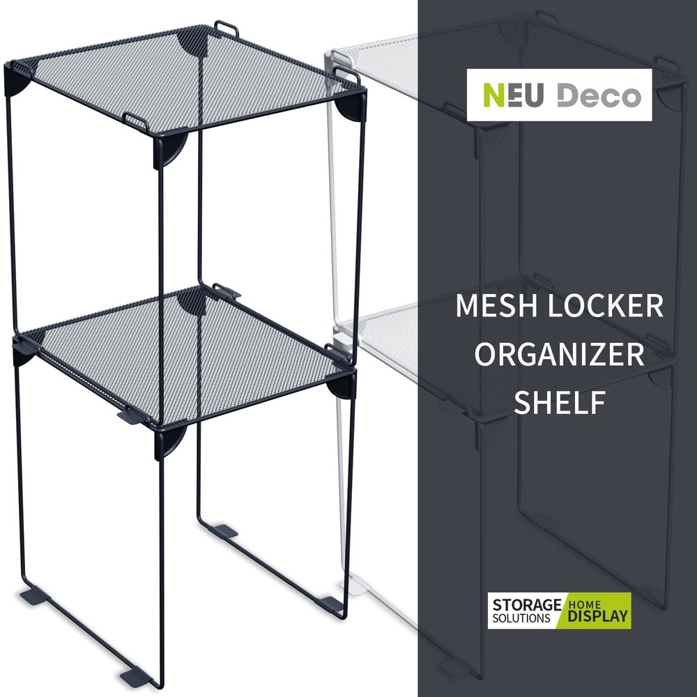 Pack 2, Mesh Locker Shelf, Stackable Extra Tall Locker Organizer, Collapsible...