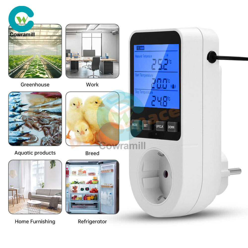 Digital Thermostat Outlet Plug Temperatures Controller Socket With Backlight