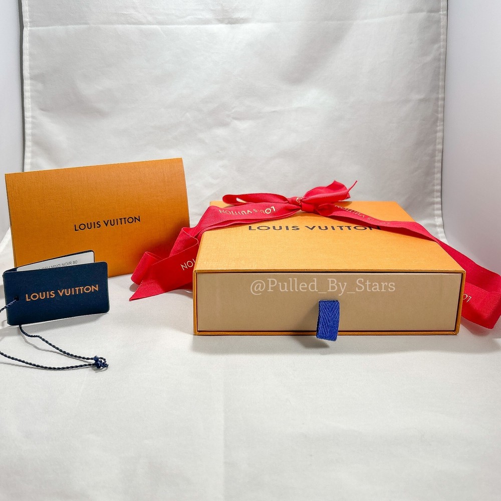 LOUIS VUITTON Medium Orange Pullout Drawer Box (7" x 7" x 2") + Ribbon & Misc.