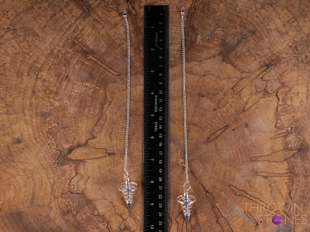 Spiral SILVER Pendulum - Divination, Metaphysical, Healing Crystals Stones E2124