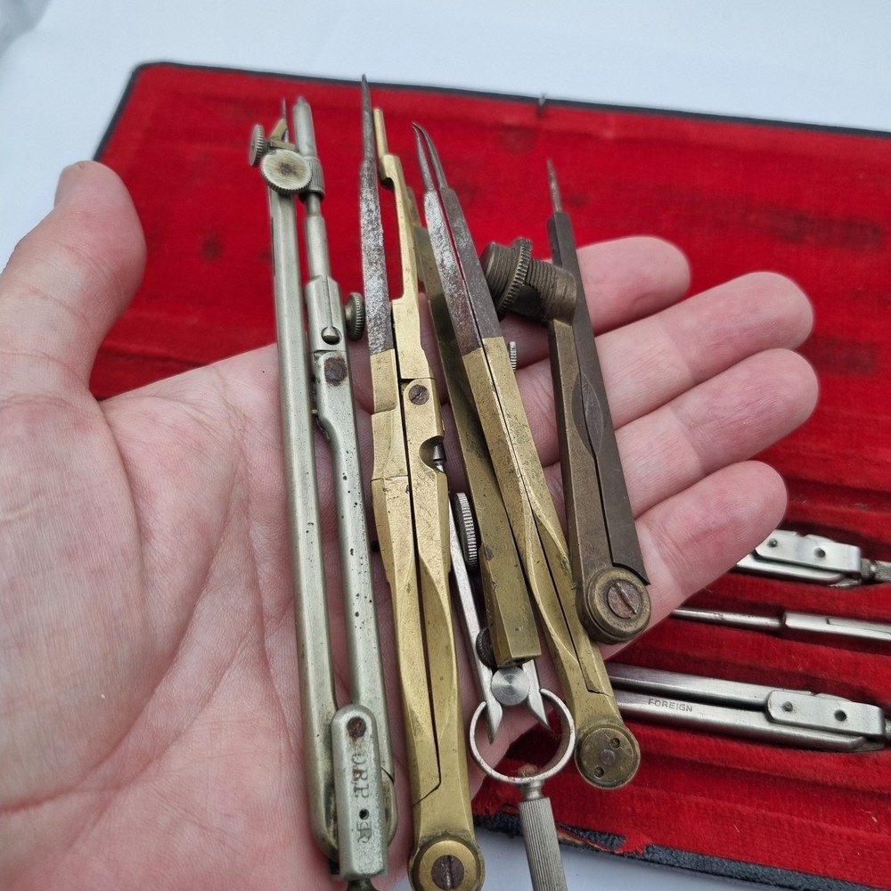 Vintage Technical Instruments Compass Etc DRP & Foreign Mark Drawing Engineering