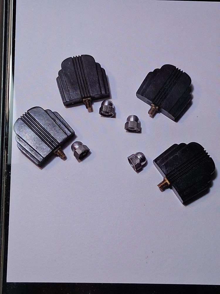 ART DECO BAKELITE 4 KNOBS - TIERED SHAPE w/RIBBED LINES - PERFECT VINTAGE TOUCH.