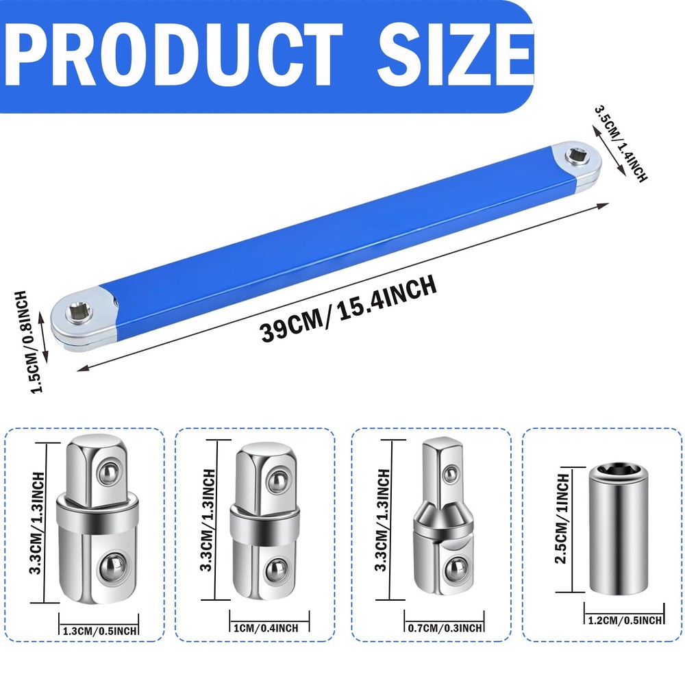 Offset Extension Wrench Set, Impact Ready Socket Ratchet Wrench Extender Tool...