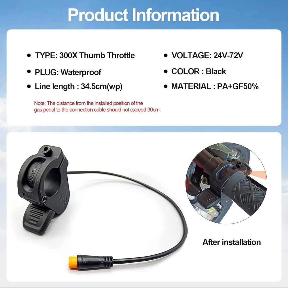 Electric Throttle 300X for 7/8" Handlebars E-Bikes