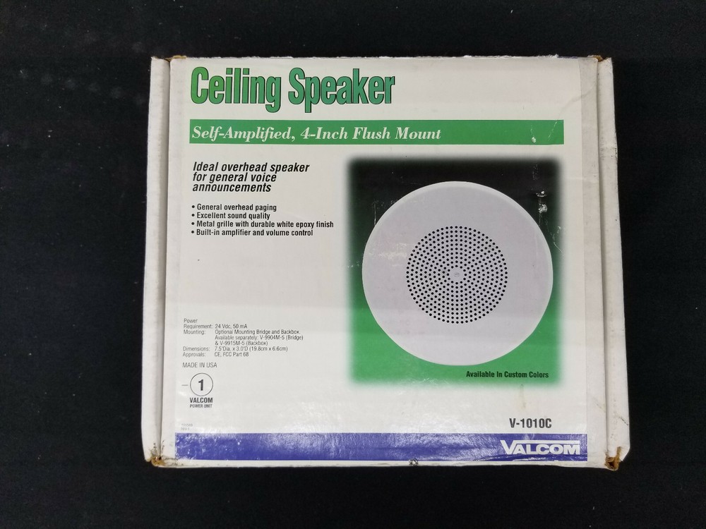 NEW! ~ Valcom V-1010C 4" Self Amplified Flush Mount Ceiling Speaker