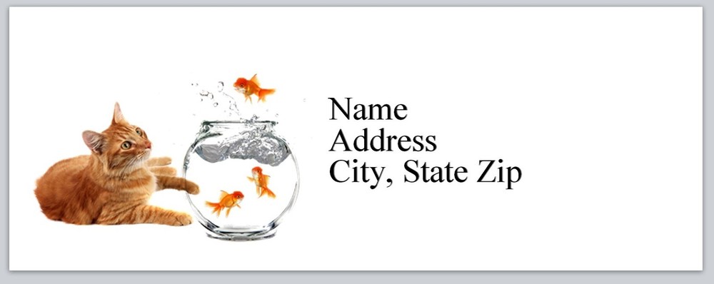 Personalized Address Labels Cat & Goldfish  (bx 332)