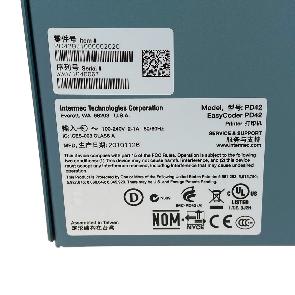 TESTED Intermec EasyCoder PD42 Thermal Transfer Label Printer USB LAN Serial