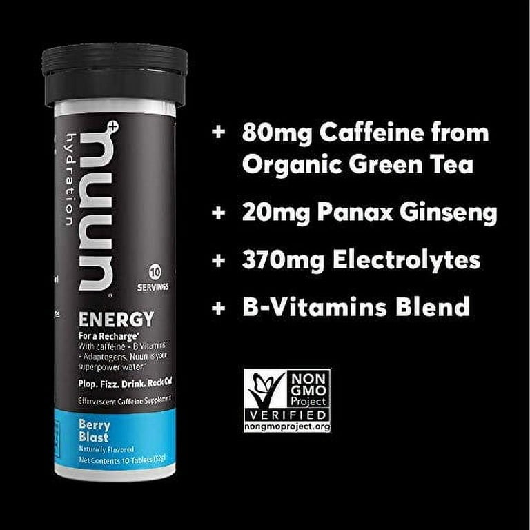 Nuun, Daily Hydration, Energy, Berry Blast 10 tablets, Pack of 8, EXP 06/26