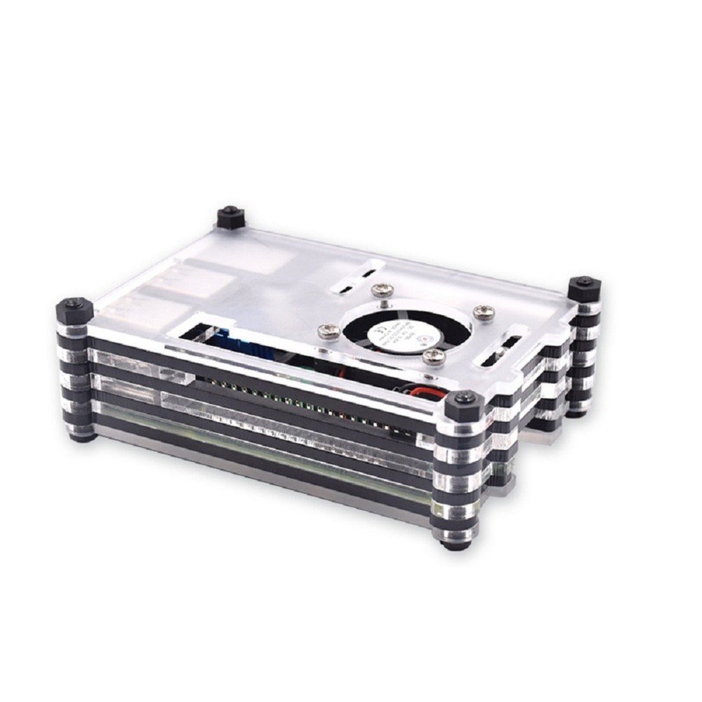 9 Layers Acrylic Transparent Case With Cooling Fan For Raspberry Pi 3B+/3B D