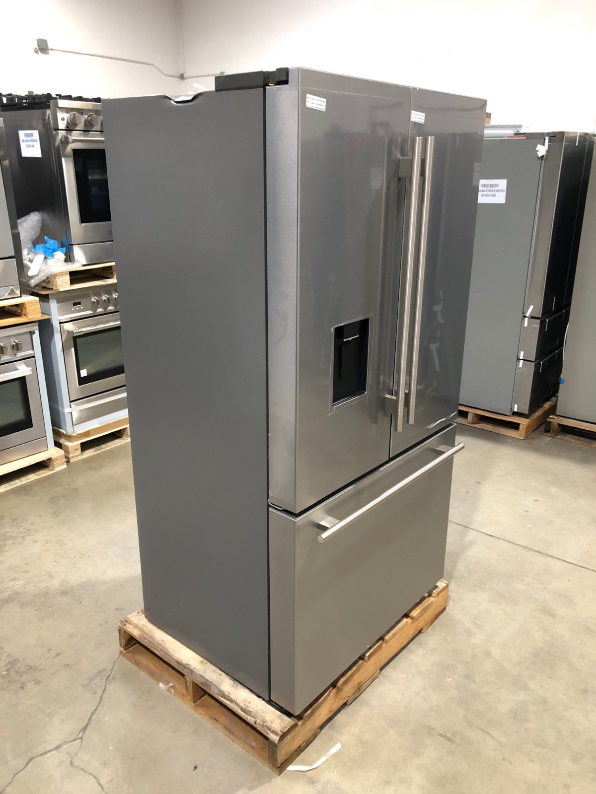 36 in. 3 Door French Door Refrigerator, Stainless (OPEN BOX COSMETIC IMPECTIONS)