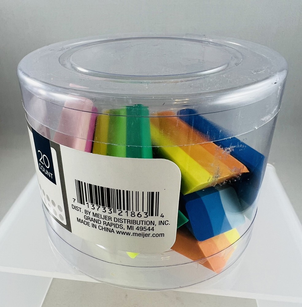 Meijer Brand Rainbow Erasers 8 count Rectangle Shape