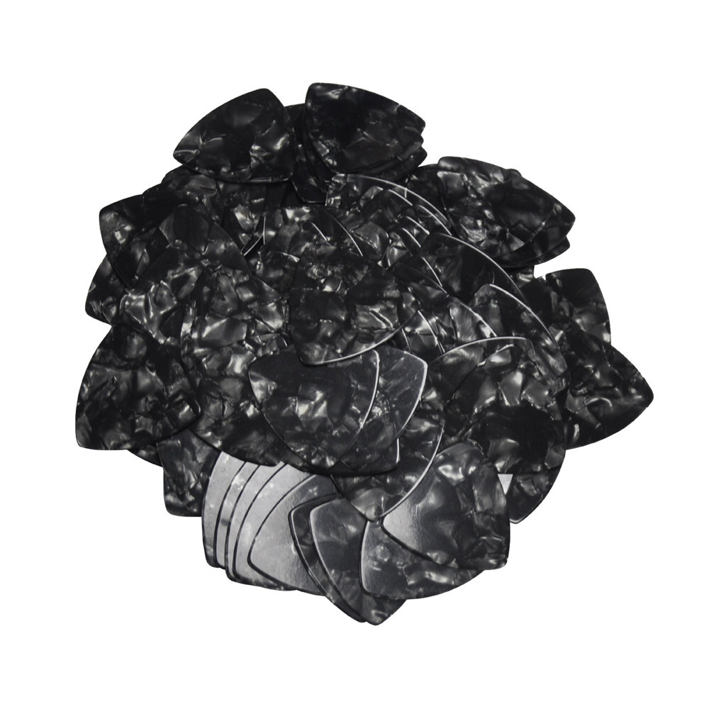 100pcs Pearl Black Rounded Triangle Medium 0.71mm Celluloid Guitar Picks