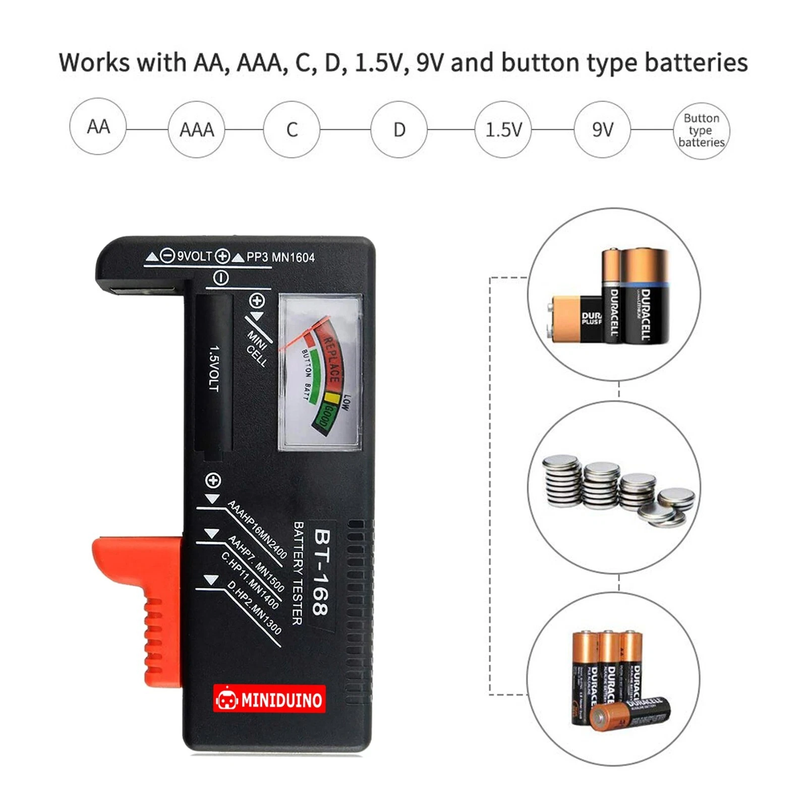 New Battery Tester Universal Volt Checker AAA AA C D 9V & Button Cell