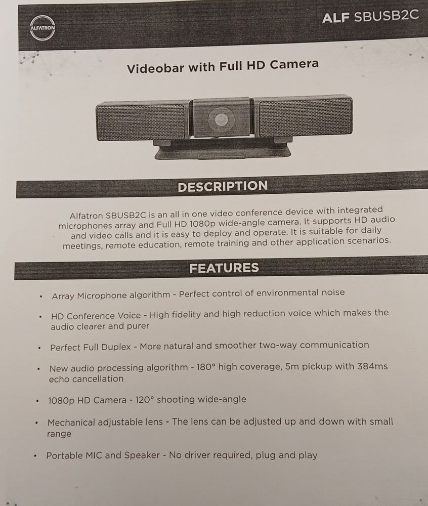 Video Bar With Full Hd Camera