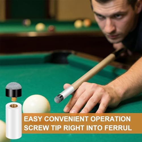 20Sets Billiard Cues Tips Replacement with White Pool Cue Stick Ferrules,