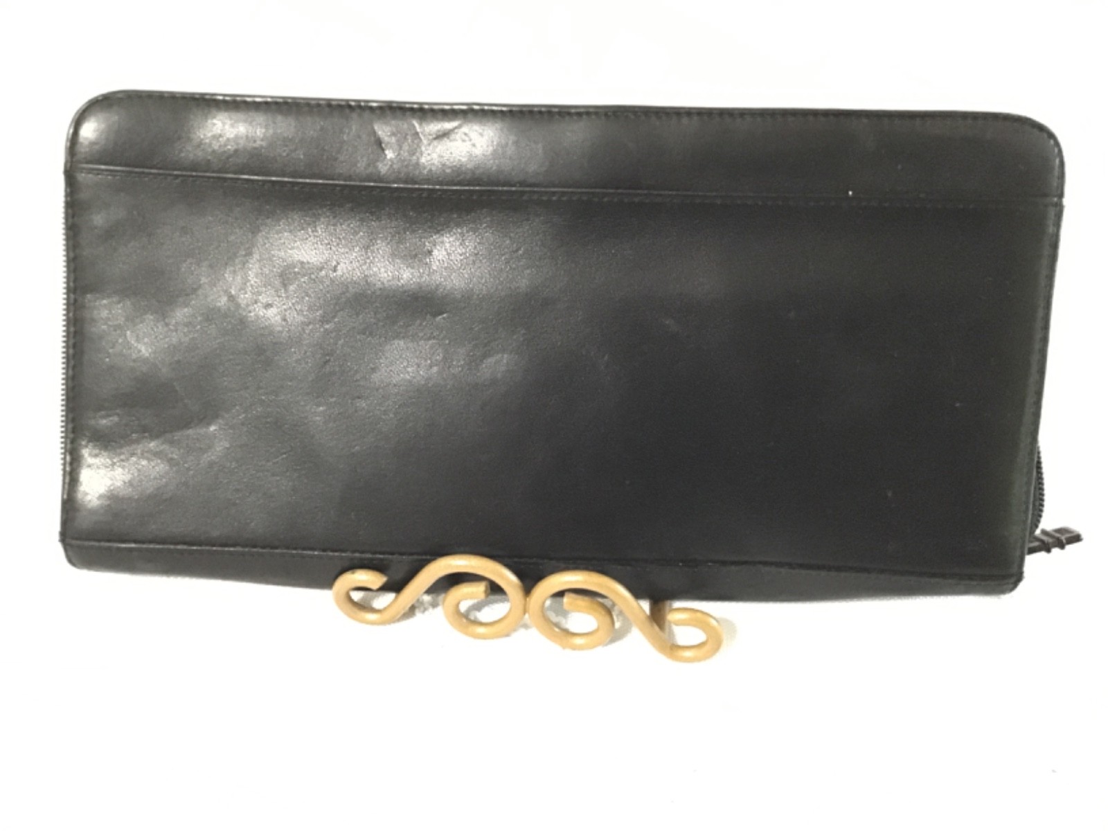 Tumi black leather zip around passport ID organizer travel wallet, 10" x 5" x 1"