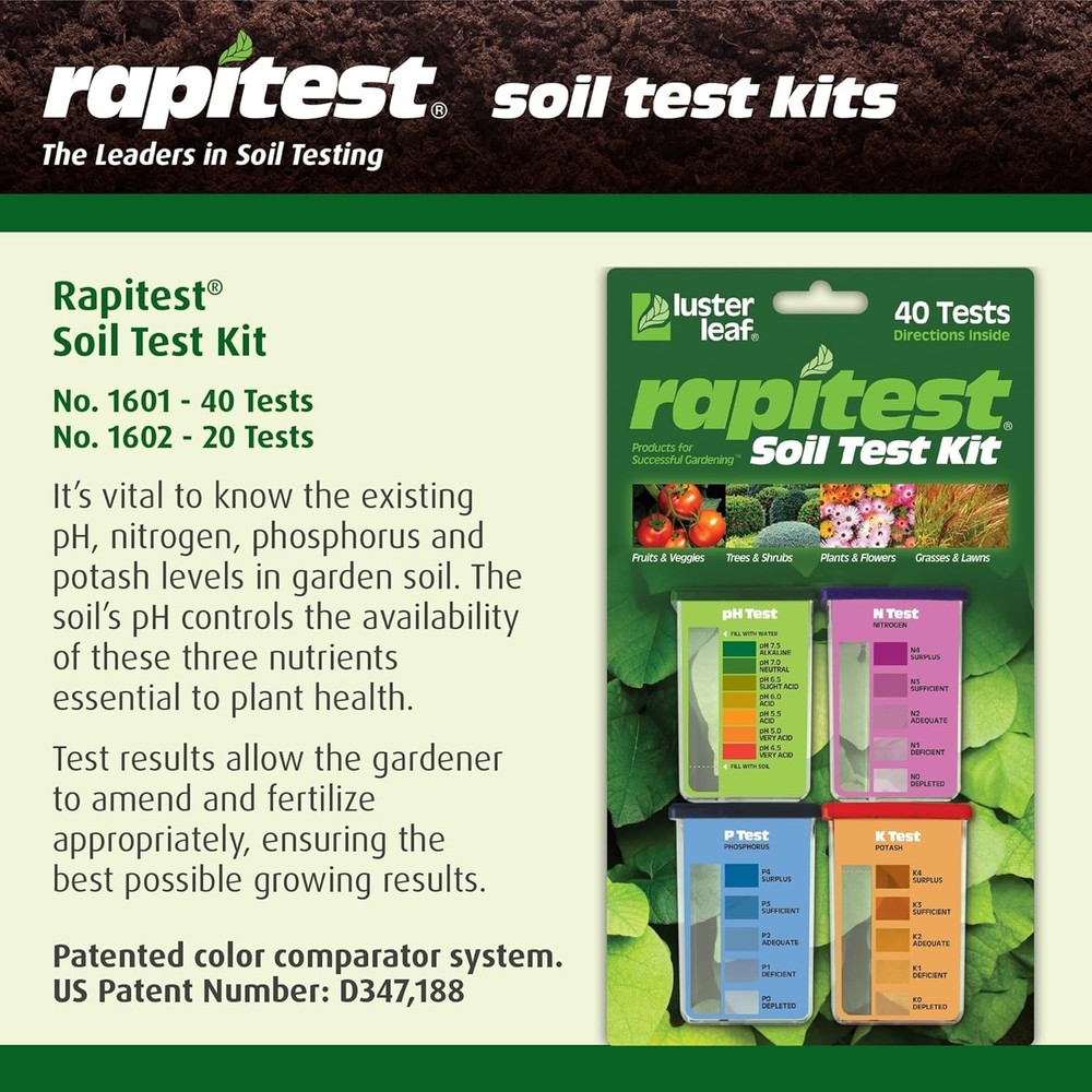 Rapitest Garden Soil Kit - 40 Tests for pH, Nitrogen, Phosphorus & Potash