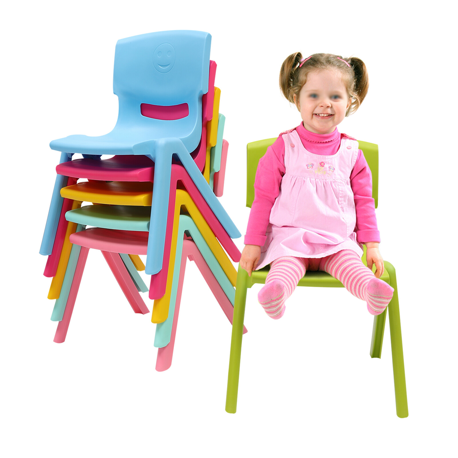 6x Stackable School Chairs PP Child Chair 100kg load Multicolor Indoor & Outdoor
