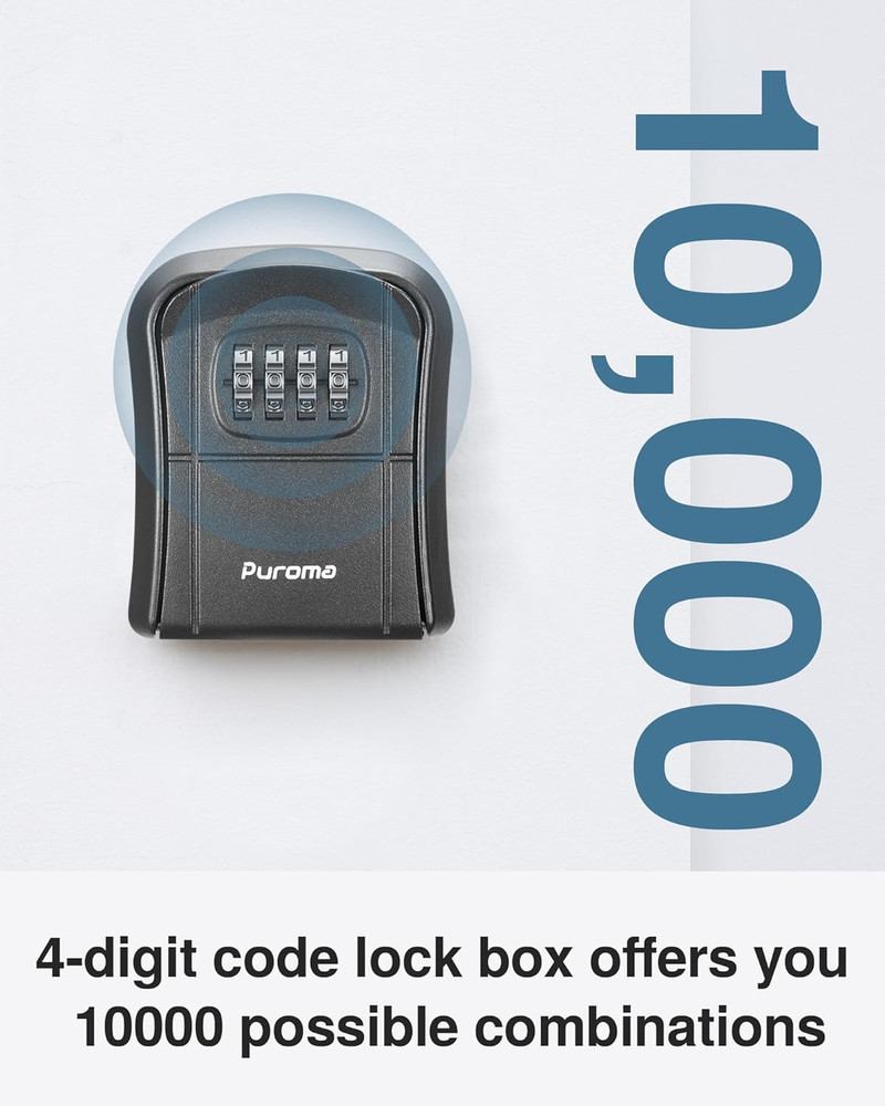 Key Lock Box Combination Lockbox Wall-Mounted Key Storage Box for House Keys, Re