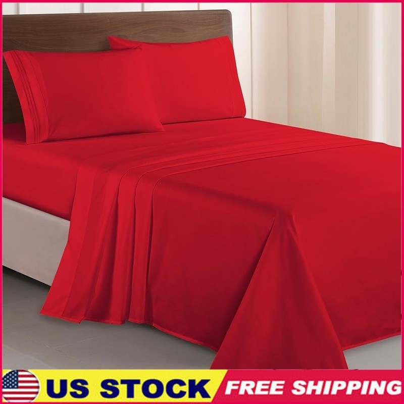 Microfiber Luxurious Bedding Set Soft Comfortable Fade Resistant Sheet Set New