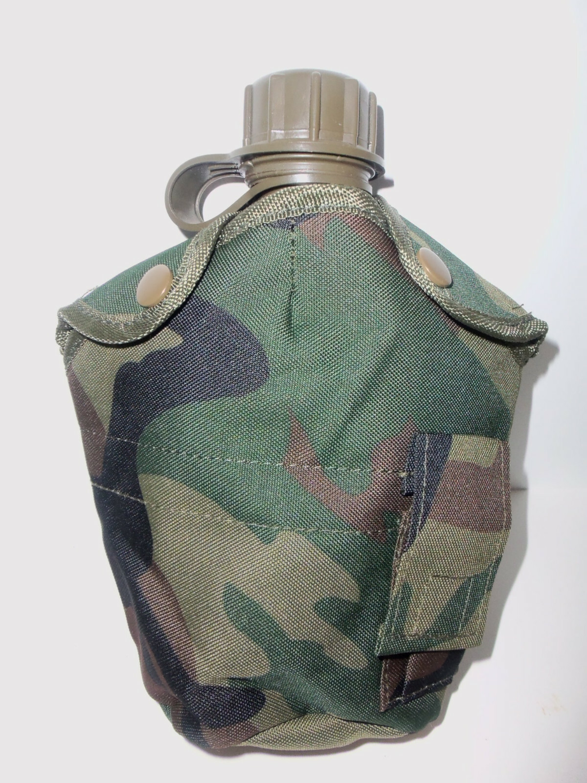 NEW Tactical Military 1qt Canteen COVER w Alice Clips & Side Pouch WOODLAND CAMO
