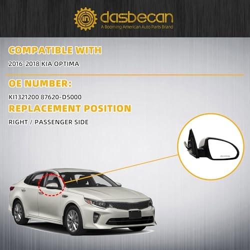 Driver Side Mirror Compatible With 2016 2017 2018 Kia Optima Left White
