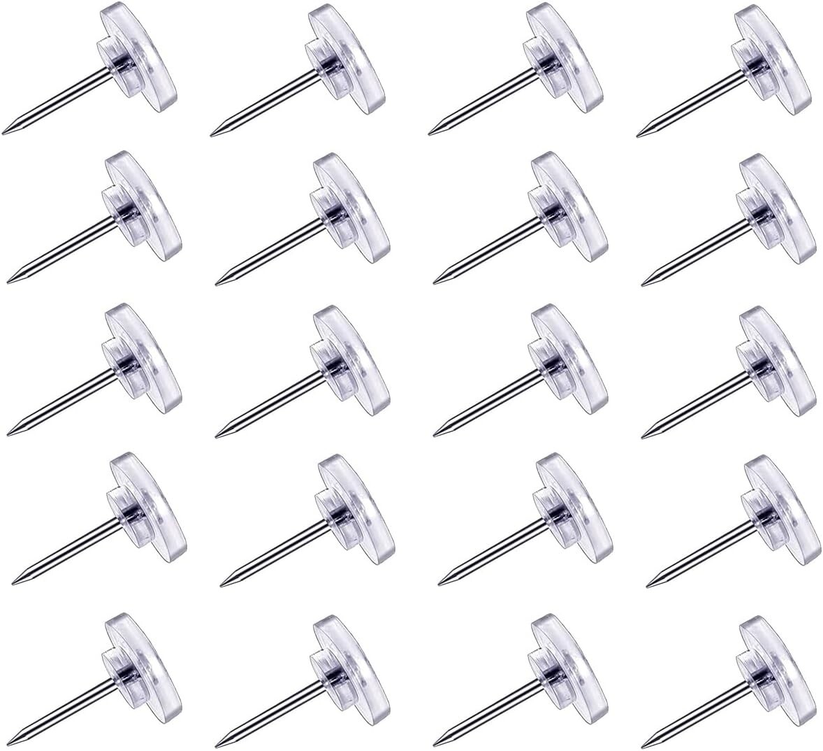 150 Count Push Pins, Clear Thumb Tacks, Flat Thumb Tacks Steel Point