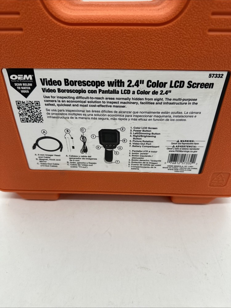 video borescope with color lcd screen 57332