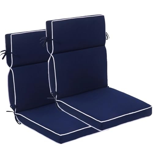 Outdoor Patio Chair Cushions Set of 2, Water Resistant Adirondack Navy Blue