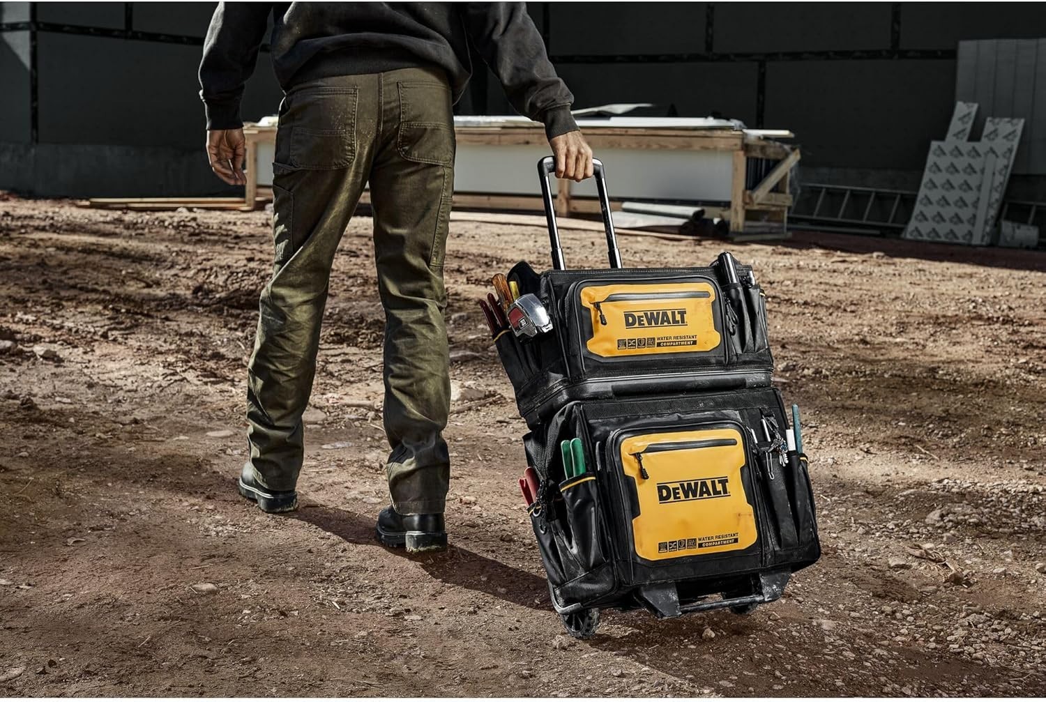 DEWALT 18 Inch Rolling Tool Storage Bag with 27 Pockets (DWST560107)