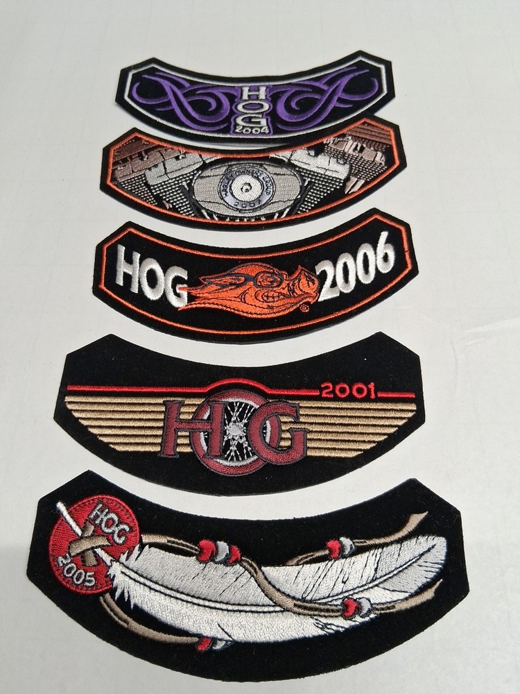 Harley HOG Patch Lot 2001 2004 2005 2006 Engine Feather Flames Rocker