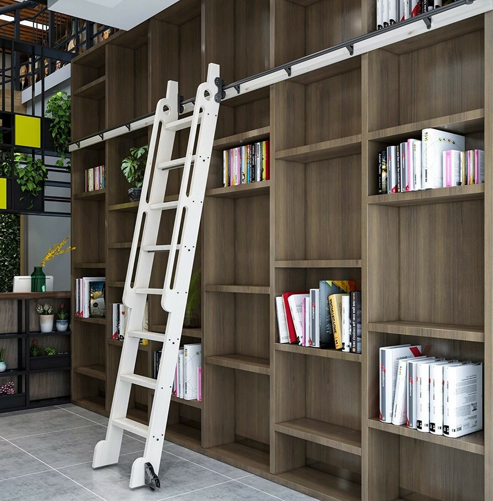 Stand Up Black Rolling Library Hardware,Tensible Sliding Roller(No Ladder)