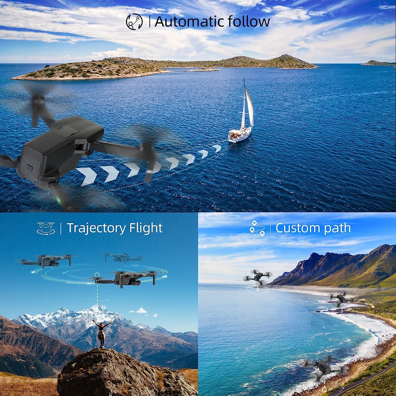 4k Drone with Camera 5G WIFI 50 Mins Flight Time w/ 2 Batteries Brushless Motor