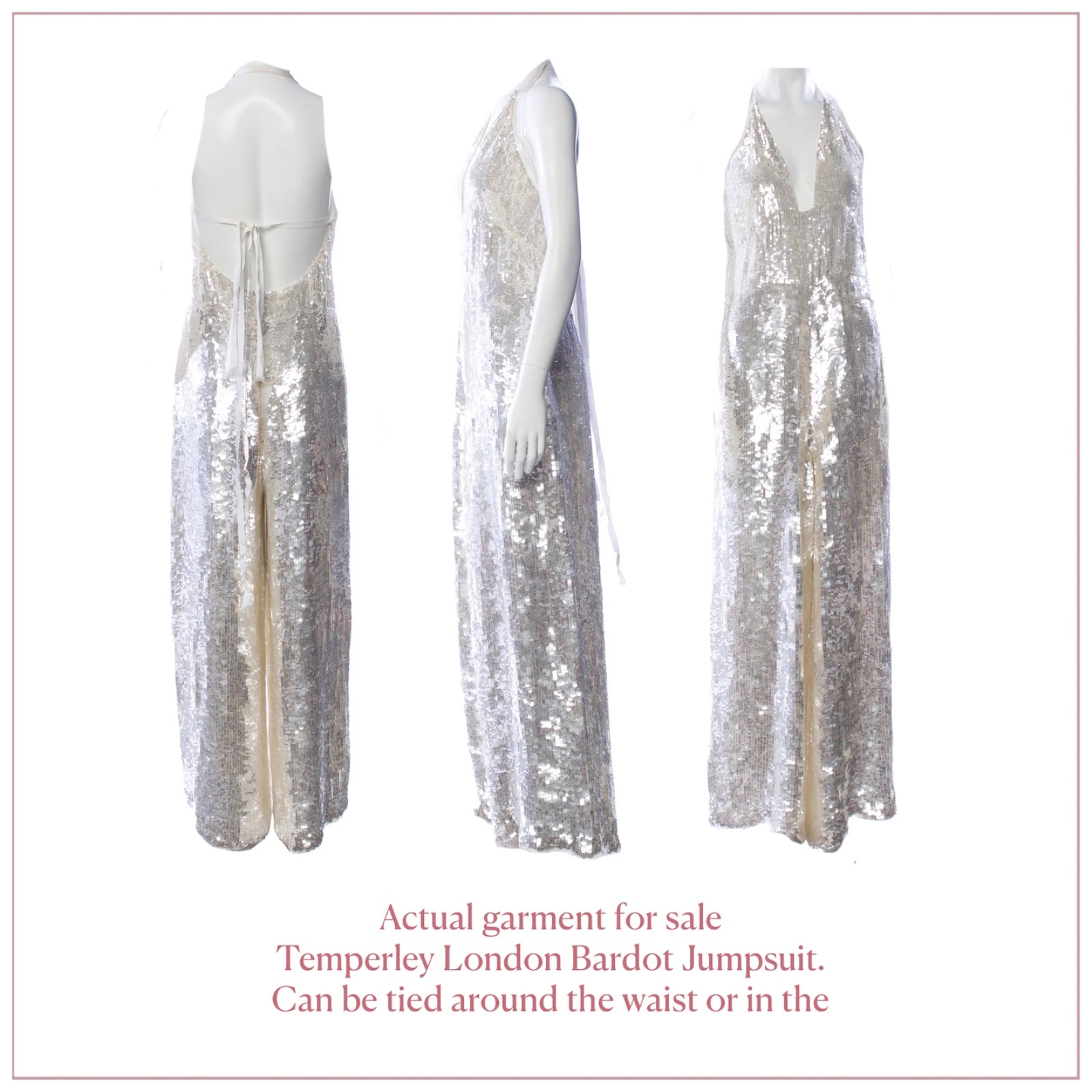 $4990 Temperley London Bardot Silk + Sequin Runway Bridal Jumpsuit