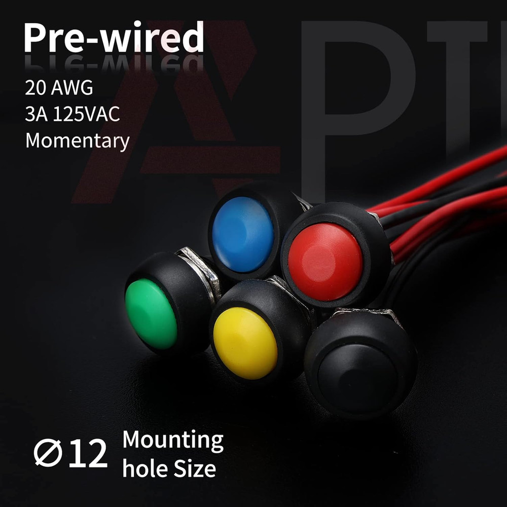 12Mm Momentary Push Button Switch Mini round Switch Waterproof 1A 250V AC SPST