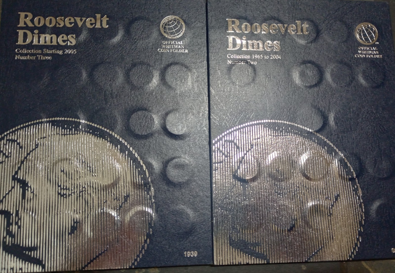 COMPLETE SET OF ROOSVELT DIME-1965-2025-P&D IN TWO NEW COIN FOLDERS CIRC-GEM UNC