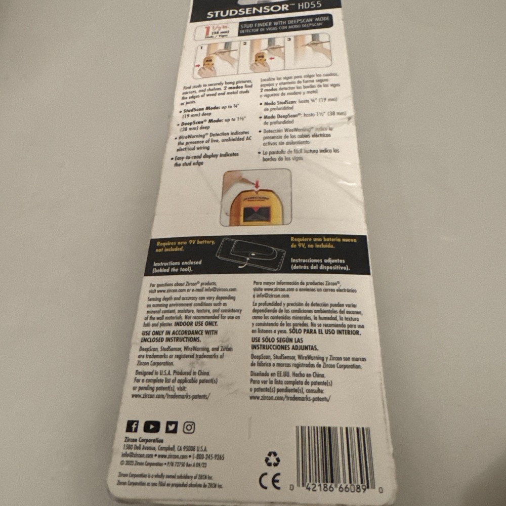 Zircon StudSensor HD55 Stud Finder - Yellow