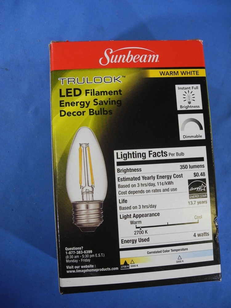 Sunbeam LED Dimmable Decorative Candle E26 Medium Base Warm White 2 Bulbs Total