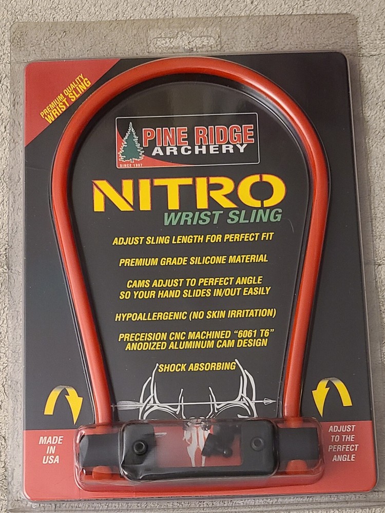 Pine Ridge Archery Nitro Wrist Sling Premium Grade Silicone "Red" Adjustable New