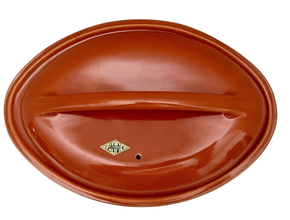 Rare Pacific Pottery Covered Casserole With Lid Apache Red Exc. 12” Split Dish
