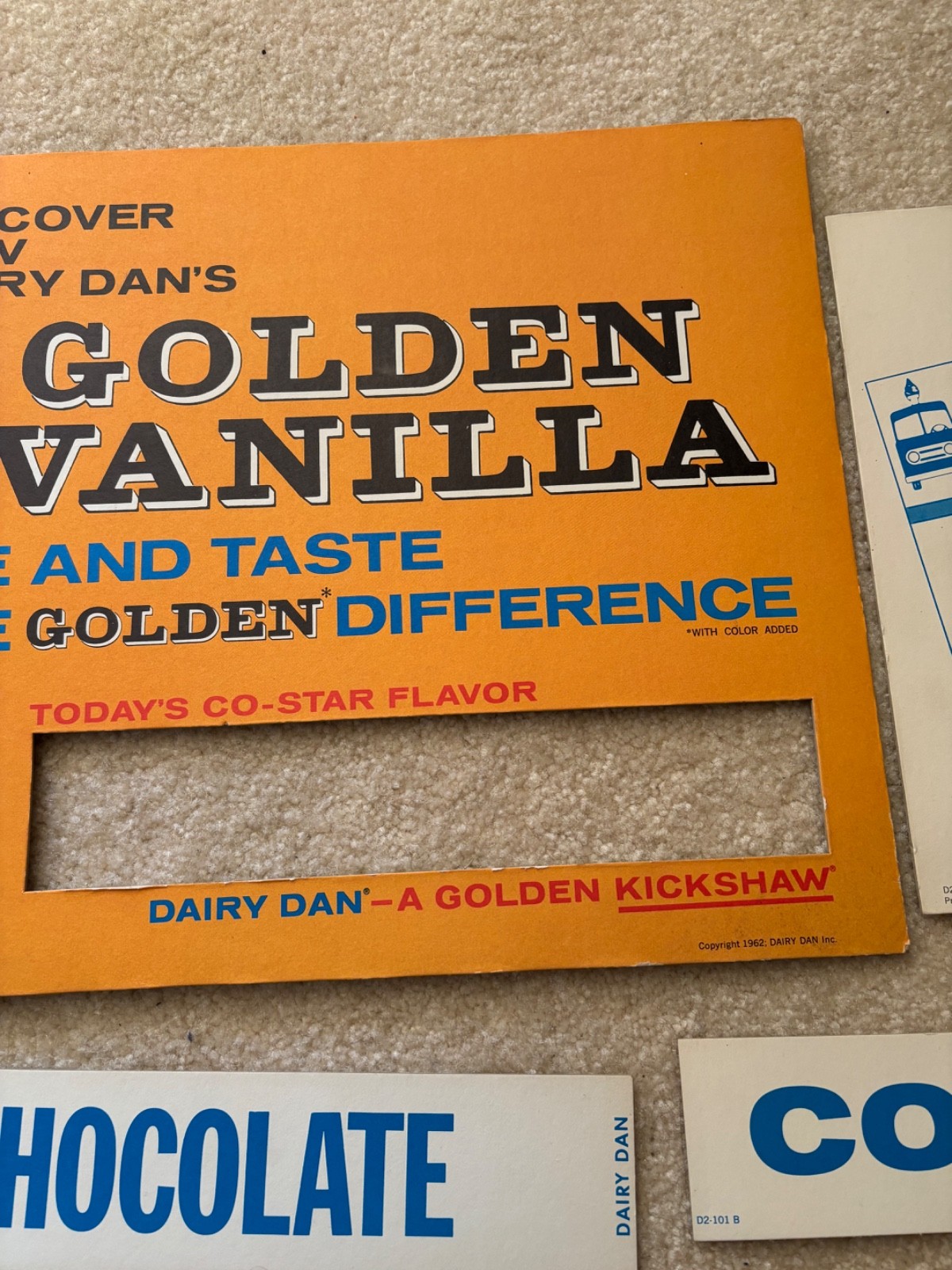 1962 Vintage Dairy Dan Inc. Ice Cream, Daily Flavor Menu Board