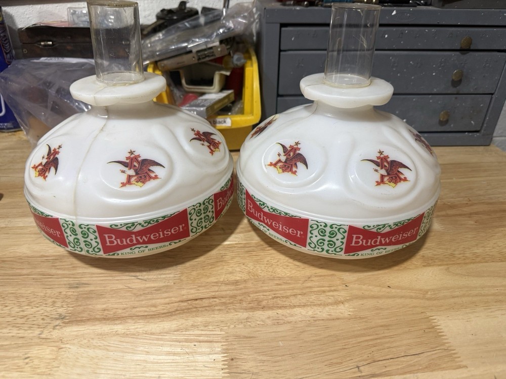 2 BUDWEISER WALL SCONCE GLOBES PLASTIC