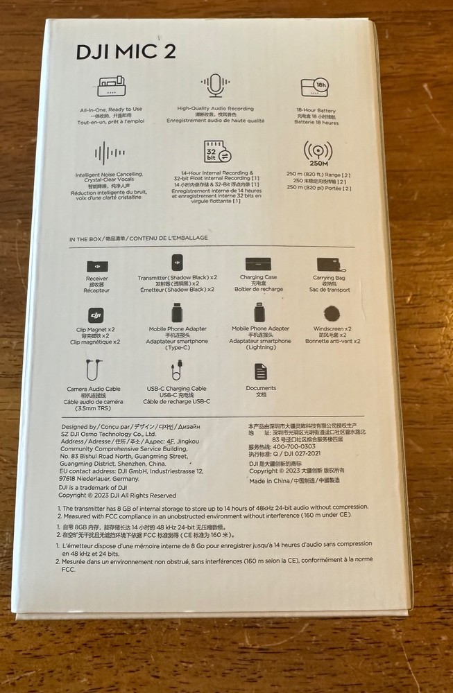 DJI Mic 2, Wireless, Noise Cancelling Microphone, Black, EXTRAS!