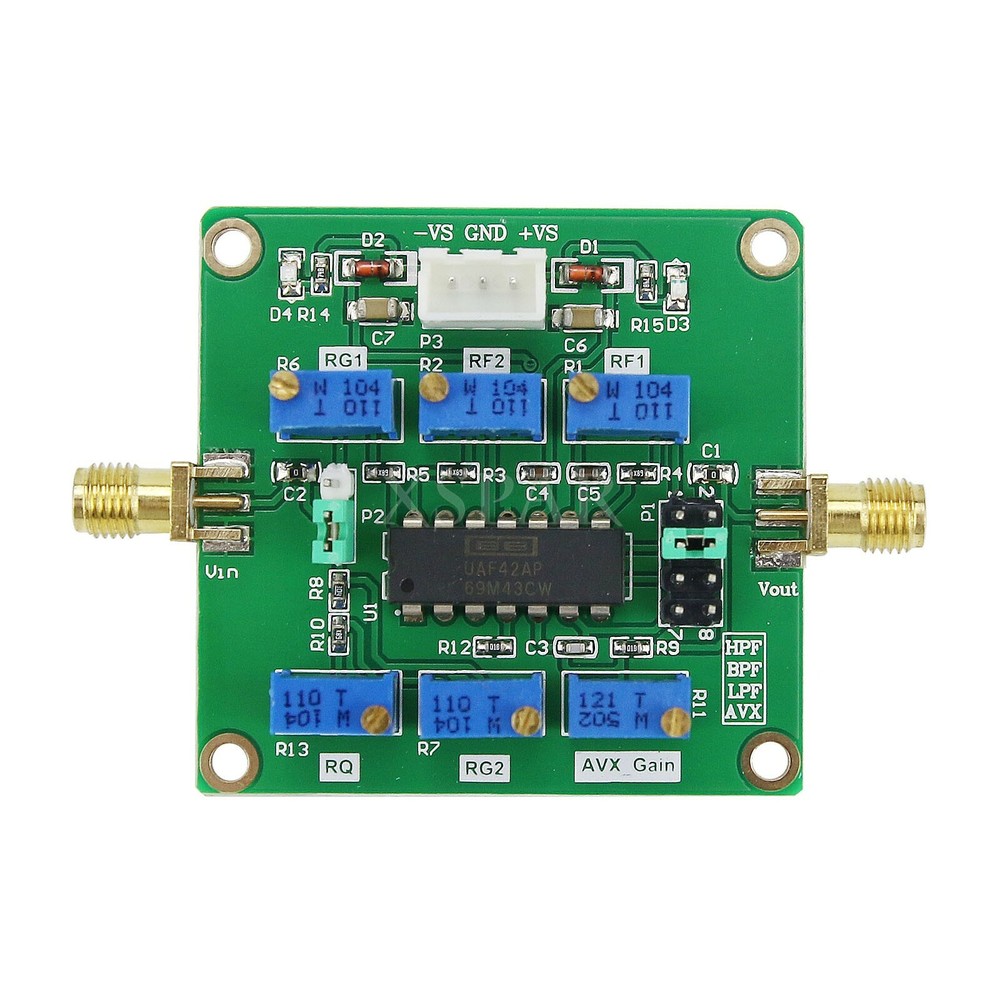 UAF42 Active Filter Adjustable Highpass/Lowpass/Bandpass Filtering Board Module