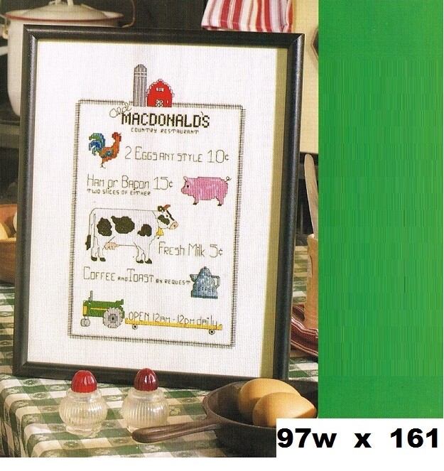 OLD Mac DONALD'S RESTAURANT  -  CROSS  STITCH  PATTERN  ONLY  PY - PYR